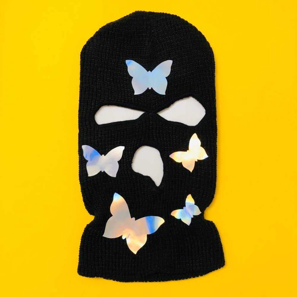 Holographic Reflective Butterflies Ski Mask Skimask ski-mask Fairy Grunge Punk